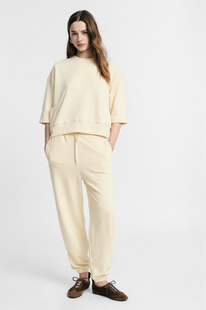 pantalone donna in felpa beigie please P855P26M1 PESCA PLEASE 
