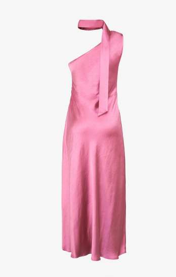 ABITO DONNA LUNGO MONOSPALLA SATIN PEONIA SHIKI SK26011 FUCSIA SHIKI 