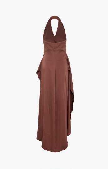 ABITO DONNA MIDI ASIMETTRICO CON NODO CIOCCOLATO SHIKI SK26077 CIOCCOLATO SHIKI 