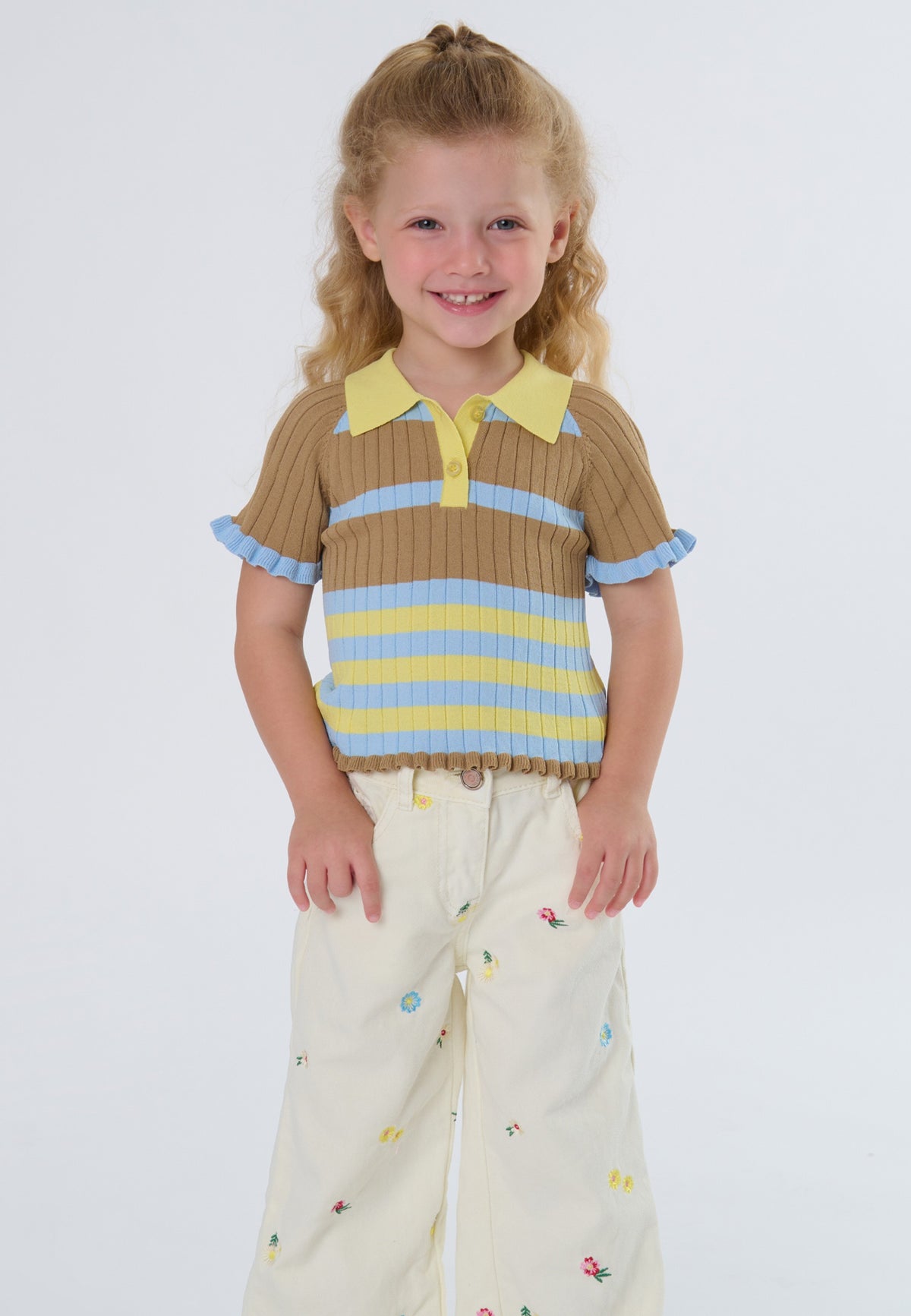 POLO BAMBINA IN MAGLIA A RIGHE MULTICOLORE TO BE TOO TB1565M UNICA TO BE TOO 