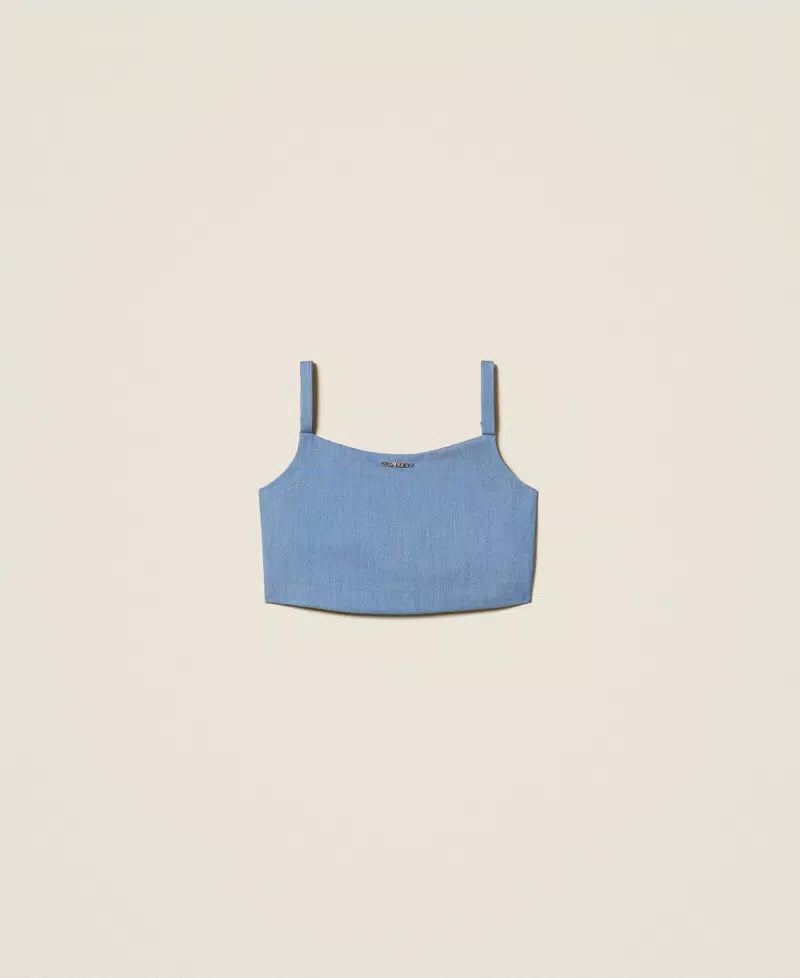 TOP BAMBINA CROPPED DENIM TWINSET 261GJ2Q11 SKYLINE TWINSET KIDS 