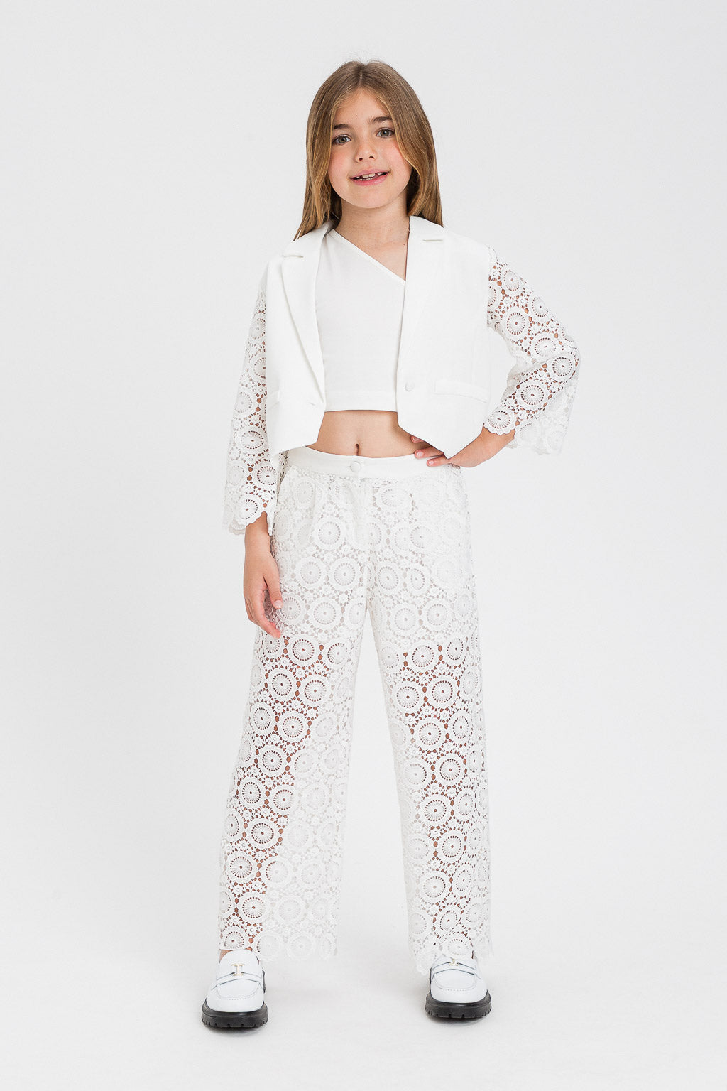 PANTALONE BAMBINA IN PIZZO BIANCO TWINSET 261GJ2Q21 BIANCO TWINSET KIDS 