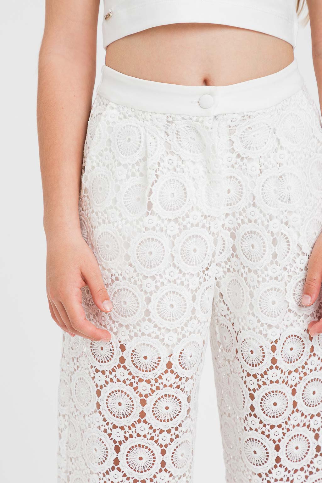 PANTALONE BAMBINA IN PIZZO BIANCO TWINSET 261GJ2Q21 BIANCO TWINSET KIDS 