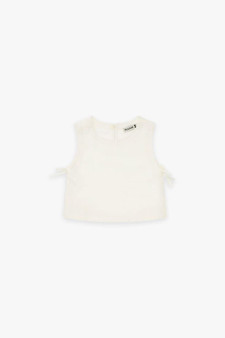 canotta crop CC89300G72 OFF-WHITE PLEASE KIDS 