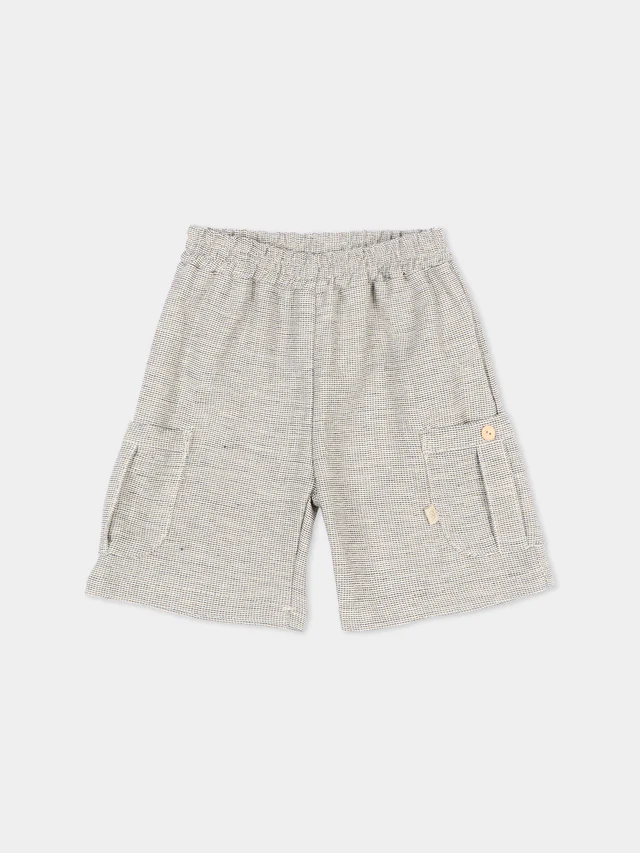 SHORTS neonato con elastco e tasconi blu melange  bamboom 1126 BLU BAMBOOM 