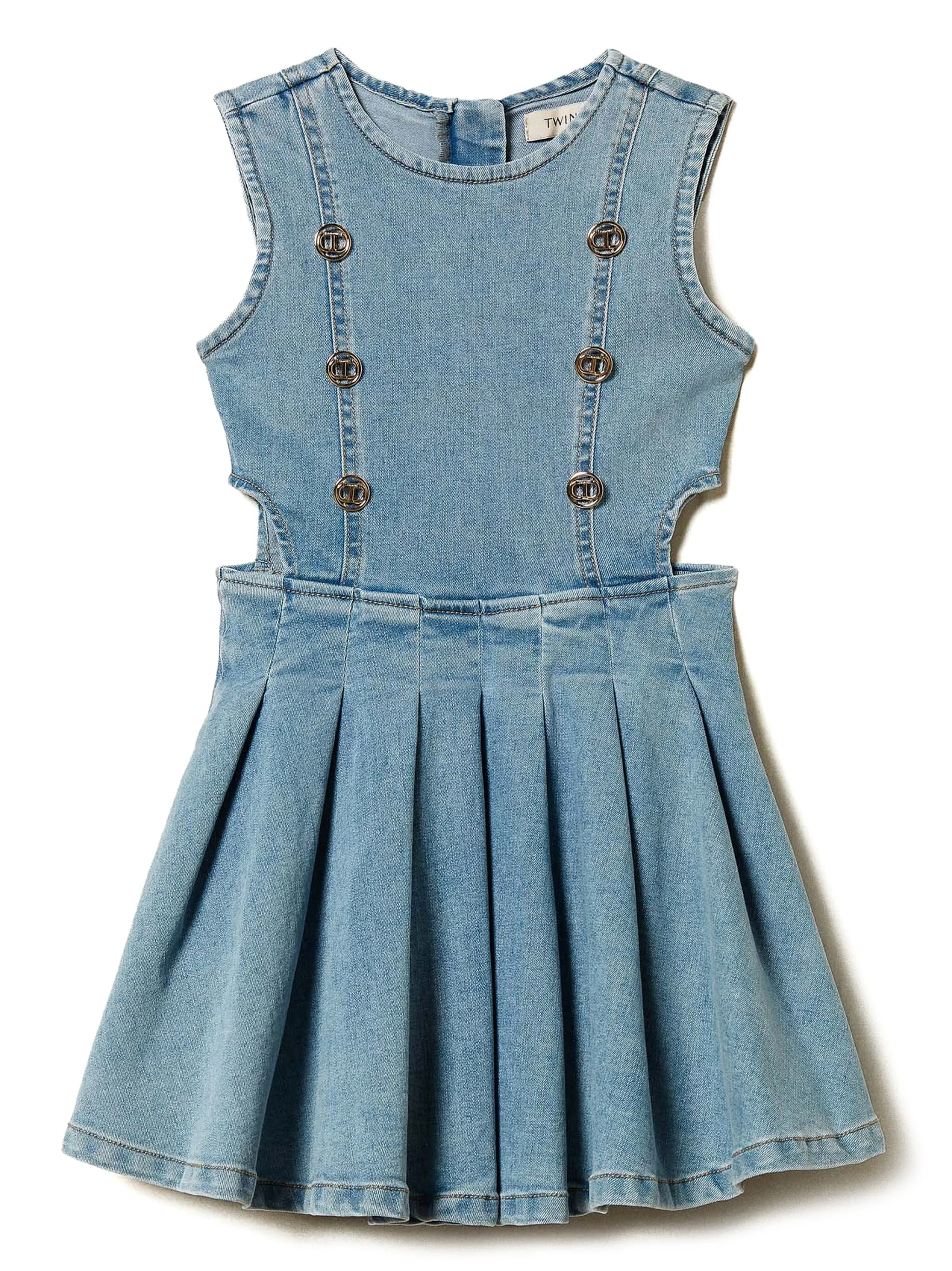 Abito corto in jeans con bottoni logati 251GJ2542 DENIM TWINSET KIDS 