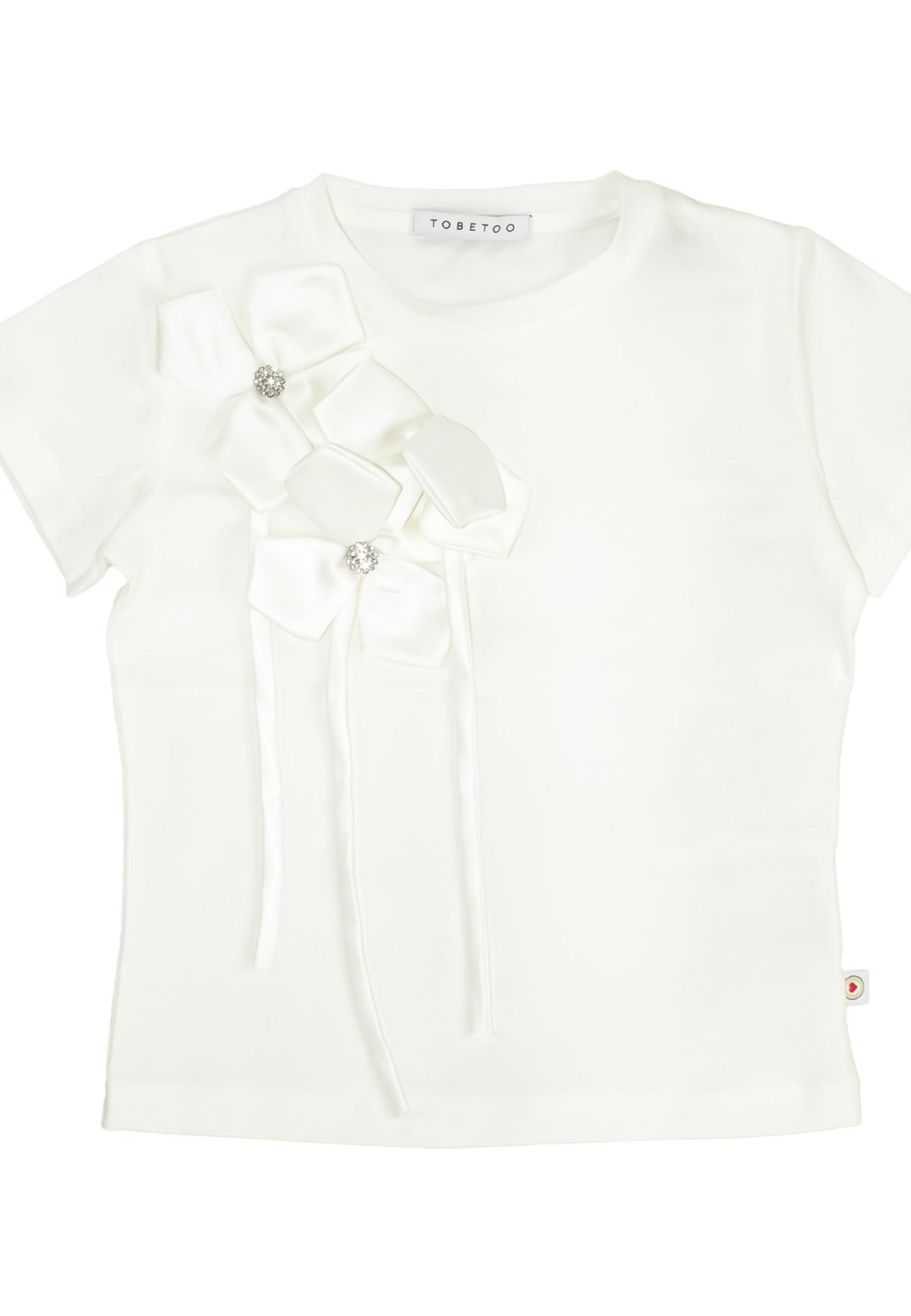 t-shirt BAMBINA  CON MAXI FIOCCHI BIANCHI TO BE TOO T1602TB LATTE TO BE TOO 