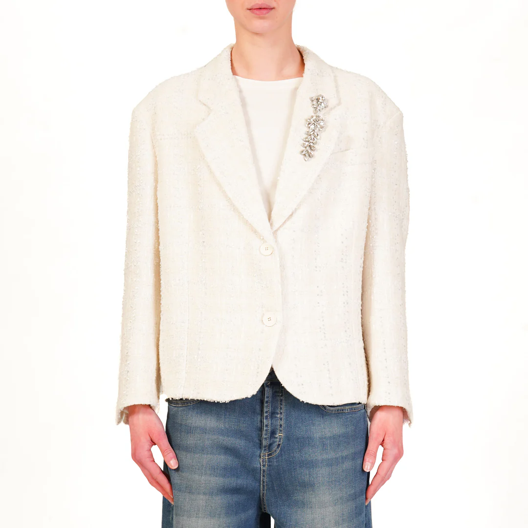 Vicolo Giacca bouclé con spilla TD0136 NATURALE VICOLO 