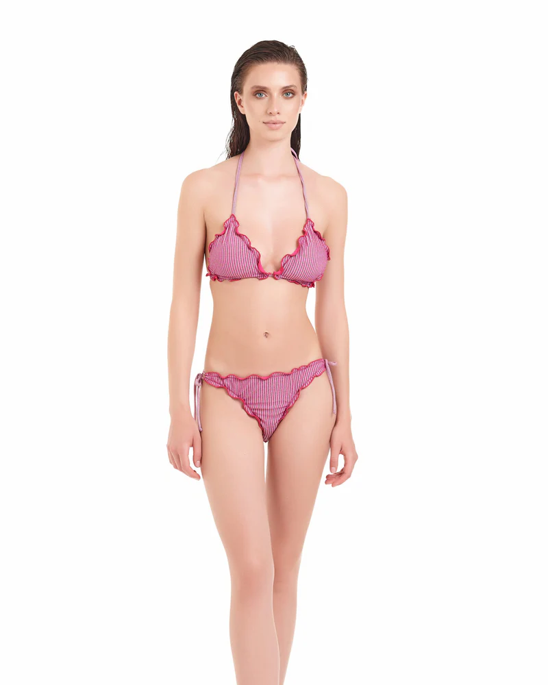 Bikini triangolo Cotazur fantasia a righe in lurex