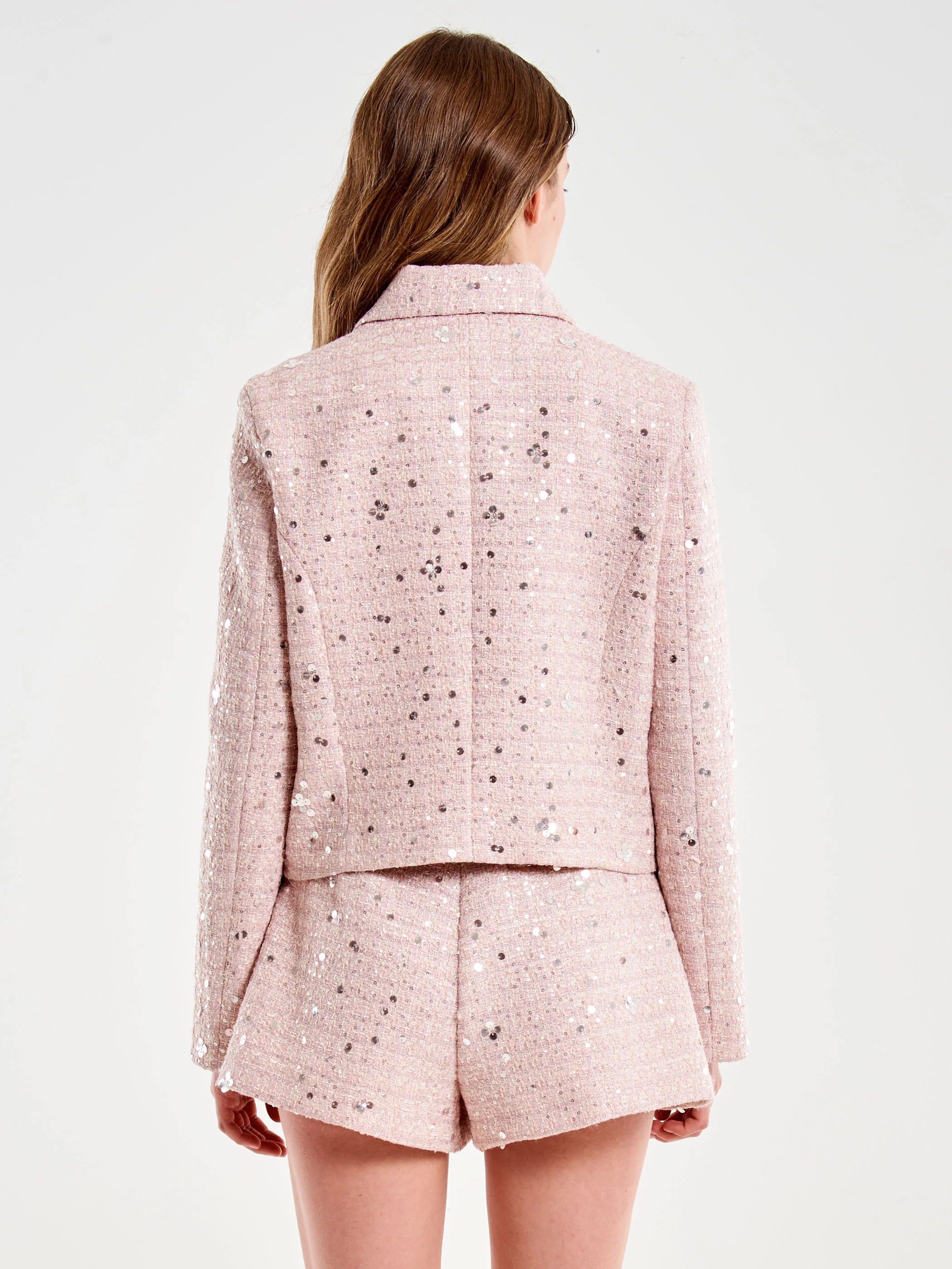 Giacca Donna Corta Lurex e Paillettes con Colletto TAB0237 ROSA VICOLO 