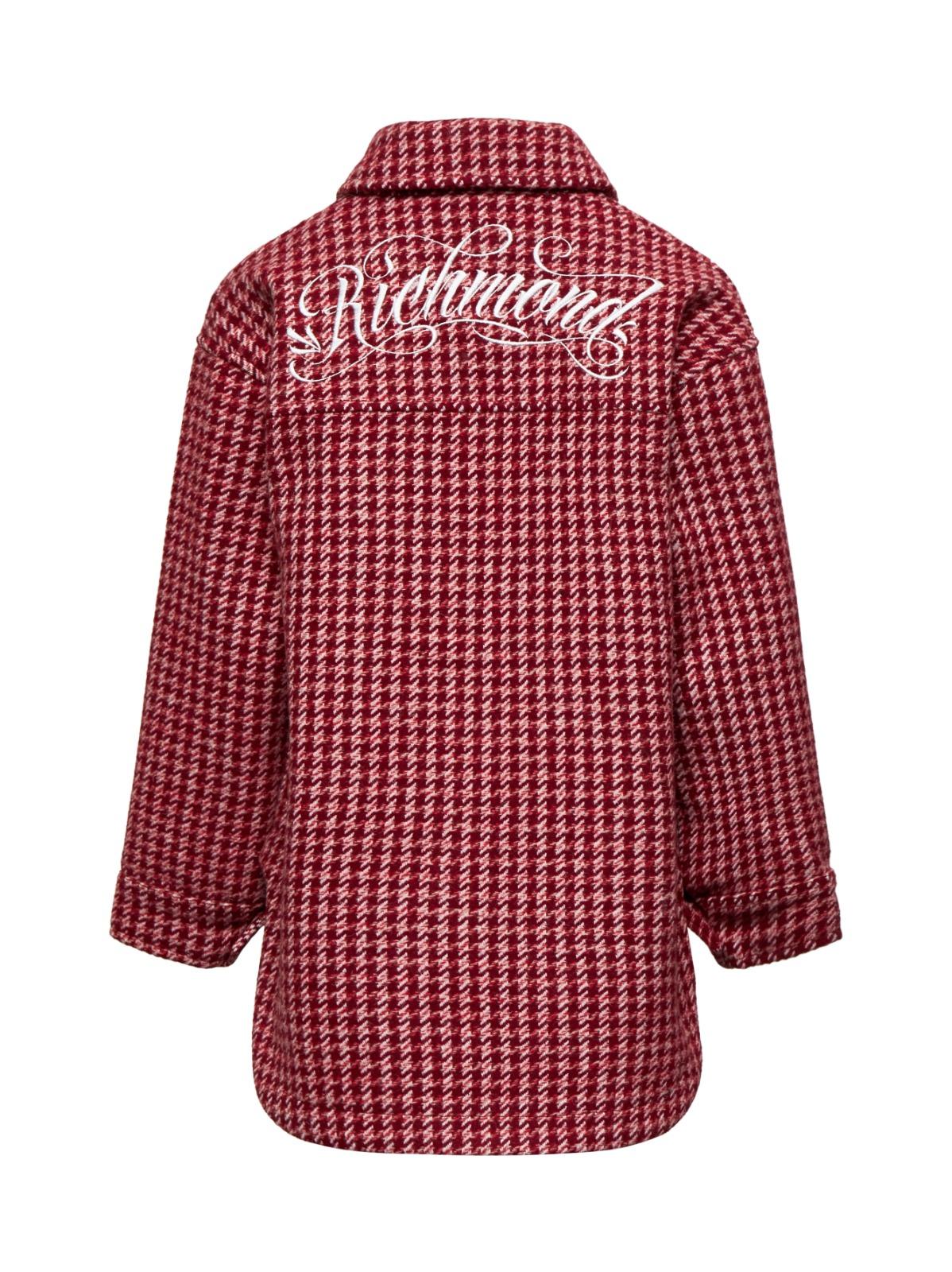 CAMICIONE BAMBINA TEDEN OVER IN LANA CON TASCONI RED PLUM RICHMOND RGA25091CA P.D POULE RED PLUM JOHN RICHMOND JUNIOR 