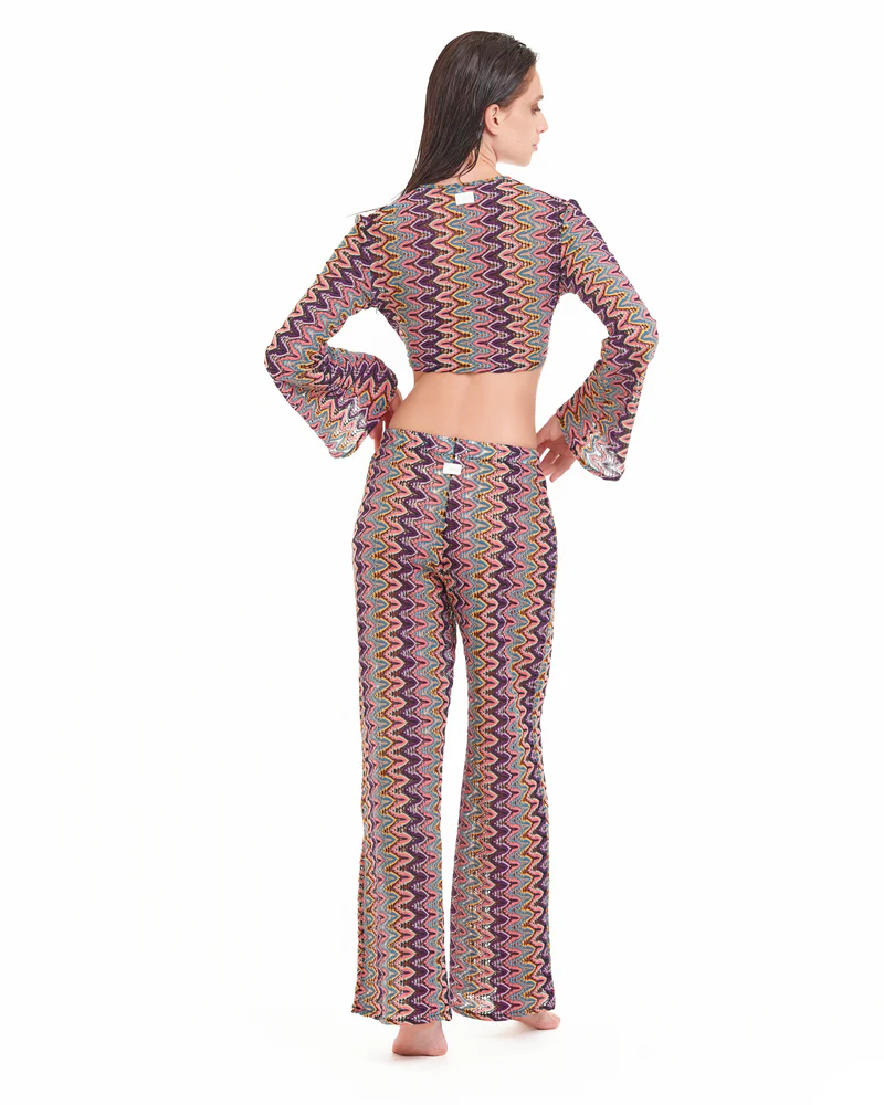 Crop Top Cotazur in maglia crochet a zig zag CNCA0054 ZIG ZAG COTAZUR 