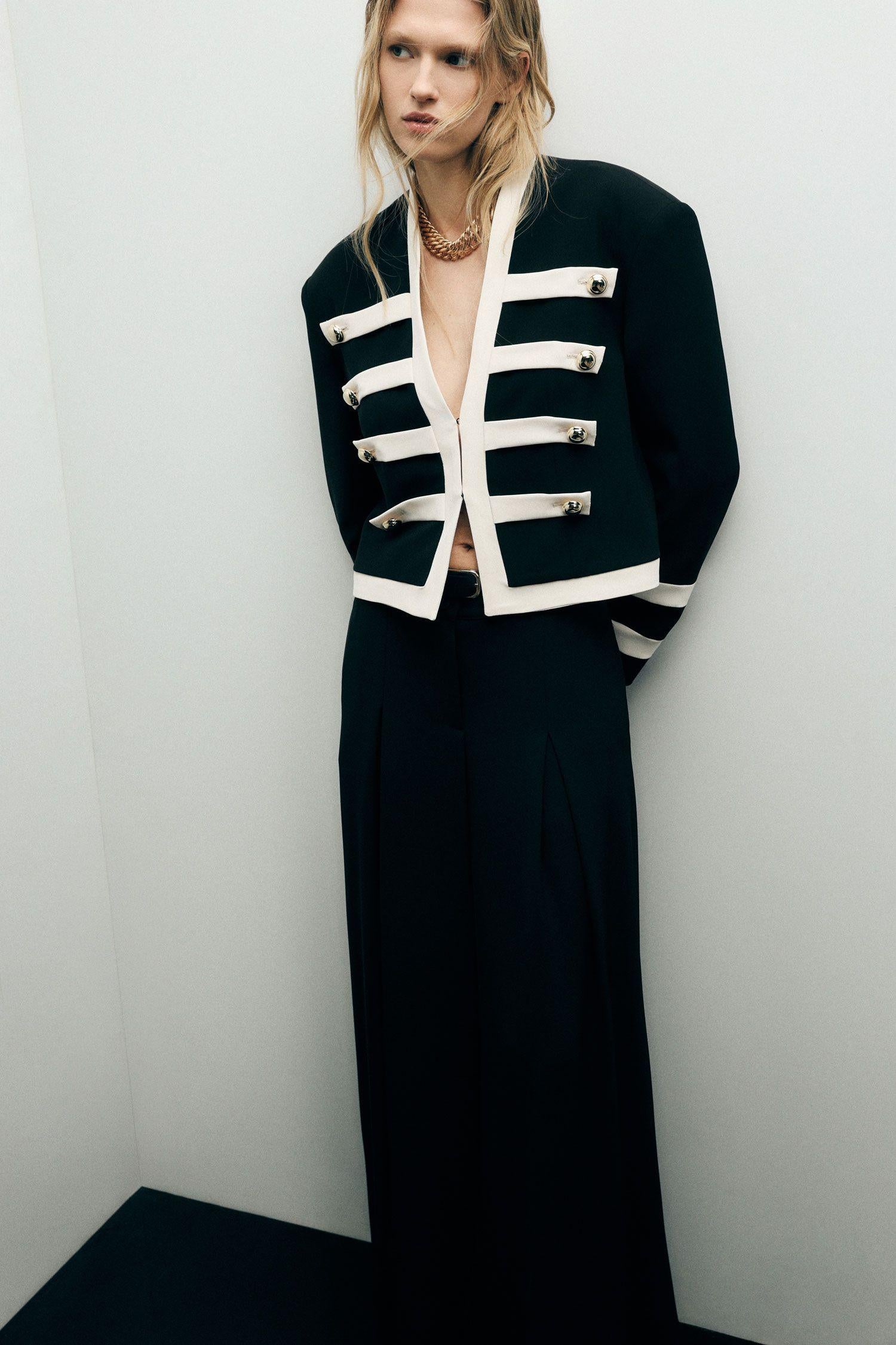 GIACCA DONNA CORTA CON BOTTONI ORO NERO-BIANCO IMPERIAL JBN8LKW NERO IMPERIAL 