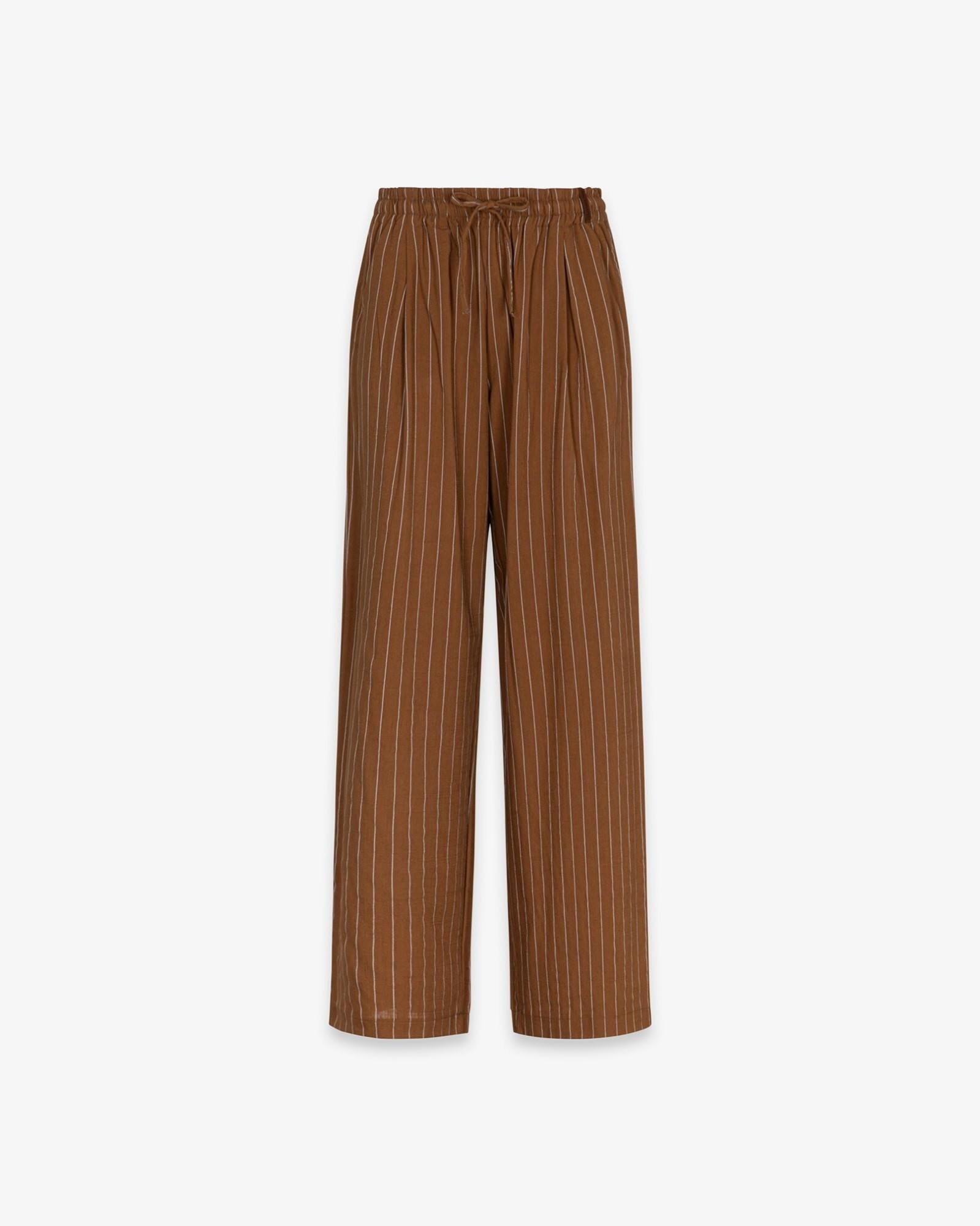 PANTALONE DONNA IN LINO GESSATO OVER CON COULISSE MOKA HINNOMINATE HMABW02656 MOKA HINNOMINATE 