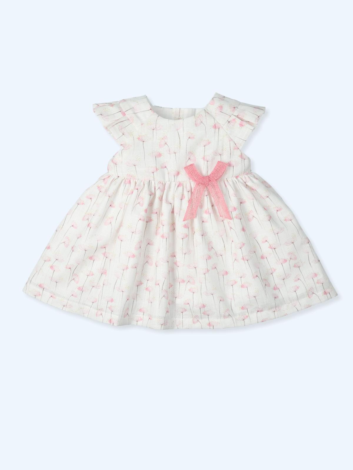 Abito in cotone con stampa soffioni  e fiocco<BR/> 9783 BLOSSOM MAC ILUSION KIDS 
