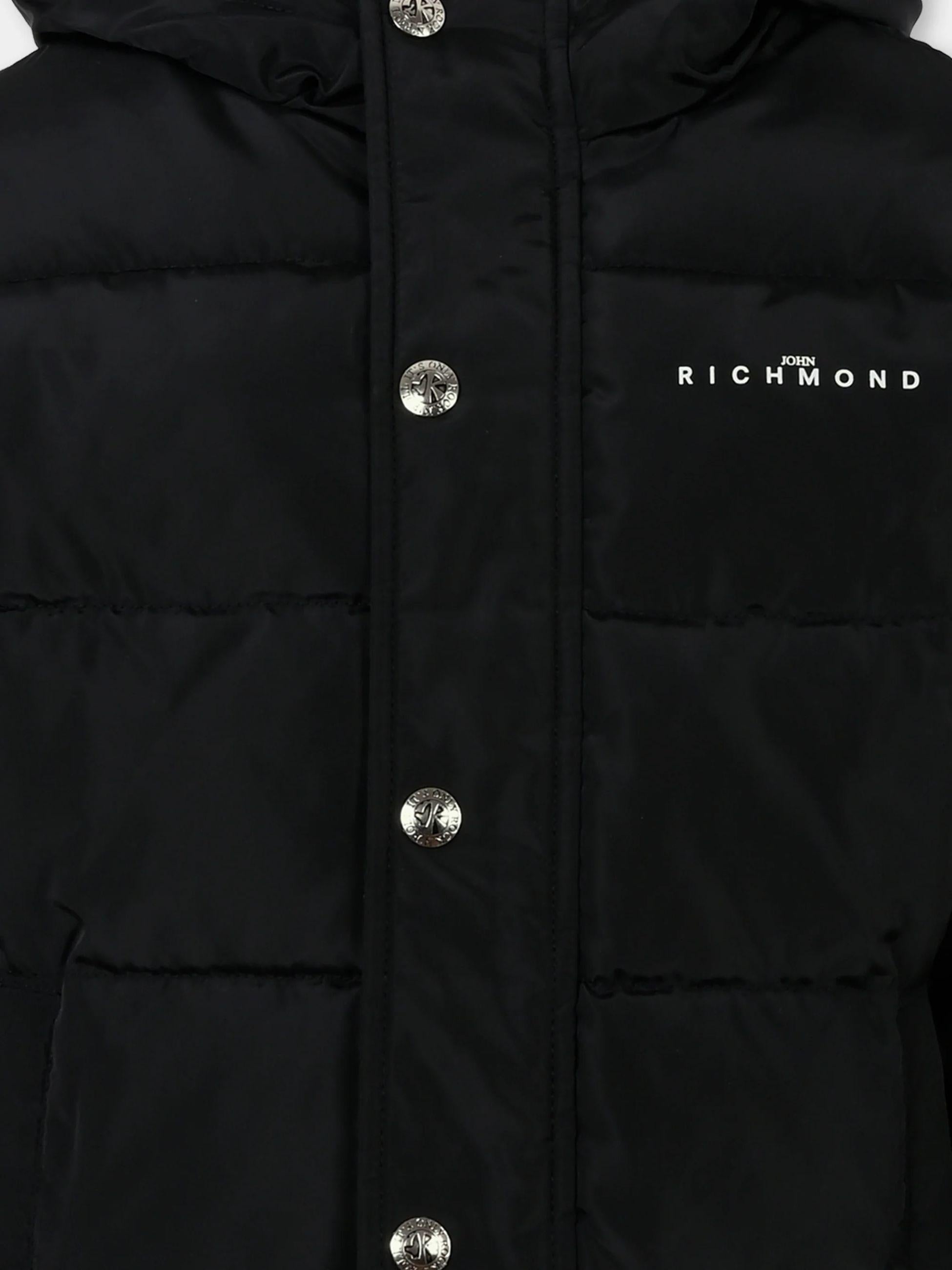 PIUMINO BAMBINO MAIORI CON CAPPUCCIO E LOGO NERO RICHMOND RBA25233PI BLACK JOHN RICHMOND JUNIOR 