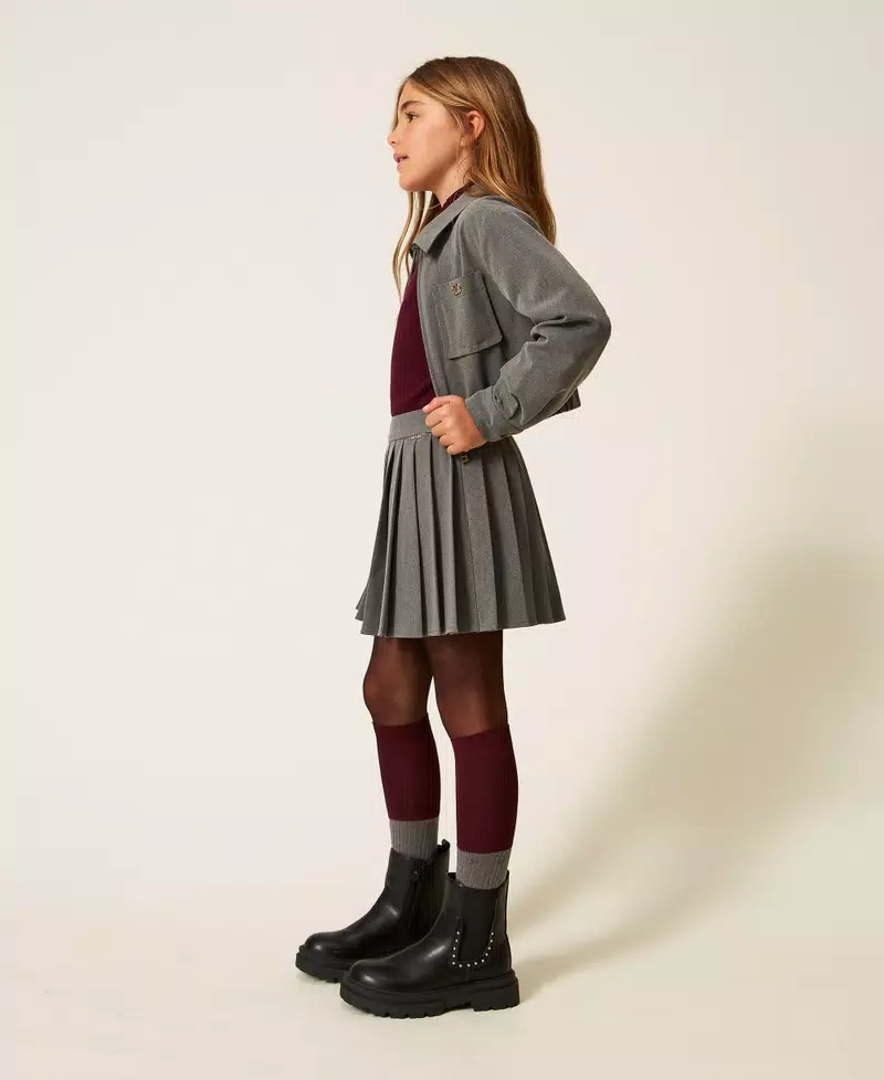 MINIGONNA BAMBINA A PIEGHE IN FLANELLA GRIGIO TWINSET 252GJ2271 GRIGIO MEDIO TWINSET KIDS 