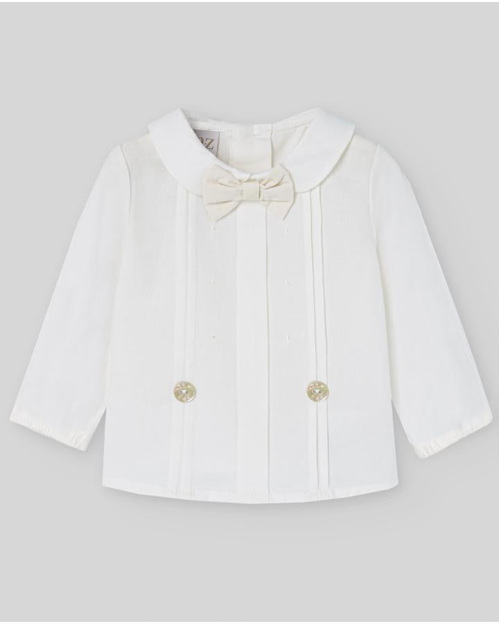 COORDINATO NEONATO CAMICIA E PANTALONE IN VELLUTO PANNA PAZ RODRIGUEZ 106L-152844 PANNA PAZ RODRIGUEZ 