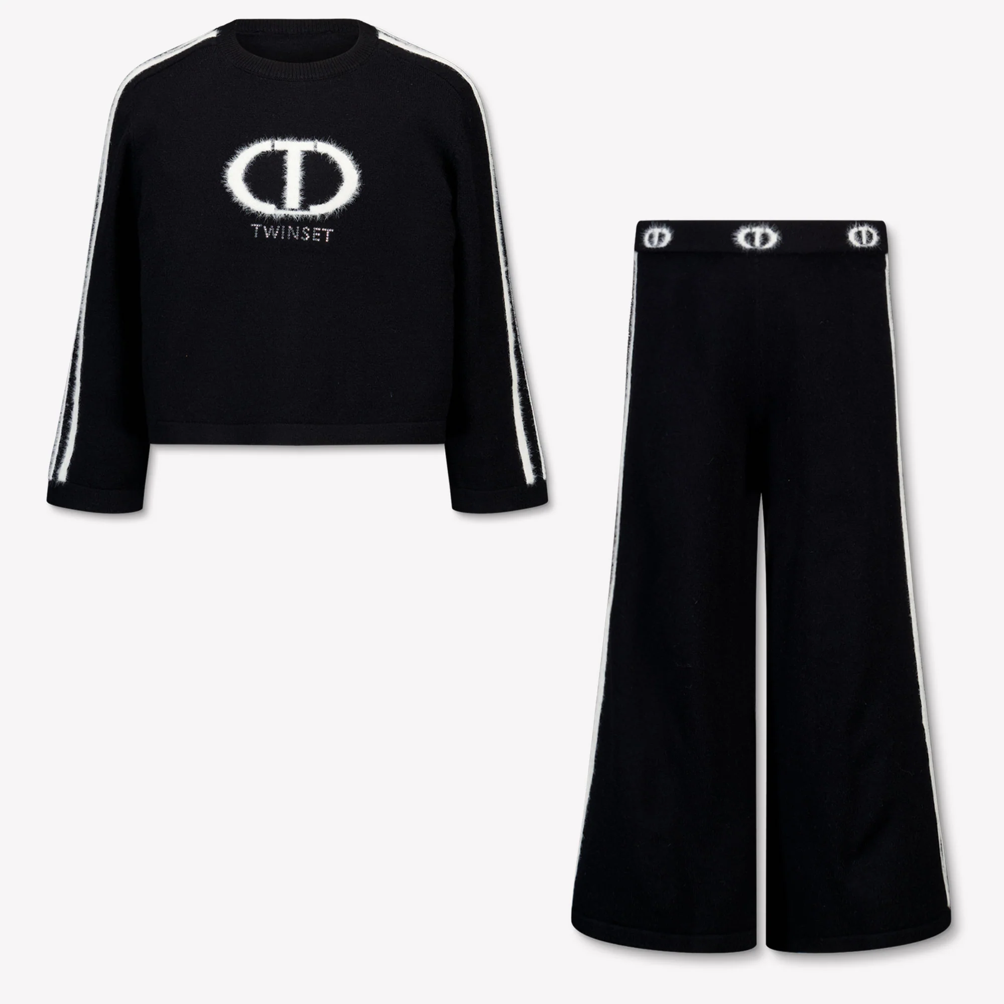 COORDINATO BAMBINA IN MAGLIA CON LOGO NERO TWINSET 252GB3023 BIANCO\NERO TWINSET KIDS 