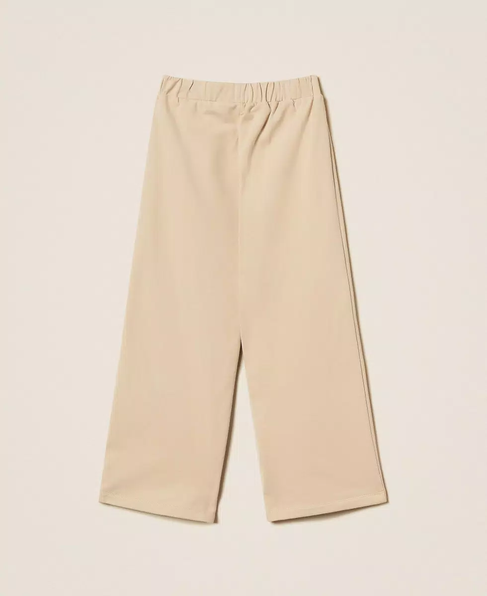 PANTALONE BAMBINA AMPIO IN FELPLA BEIGE TWINSET 252GJ2061 SAND DARK\MILK TWINSET KIDS 