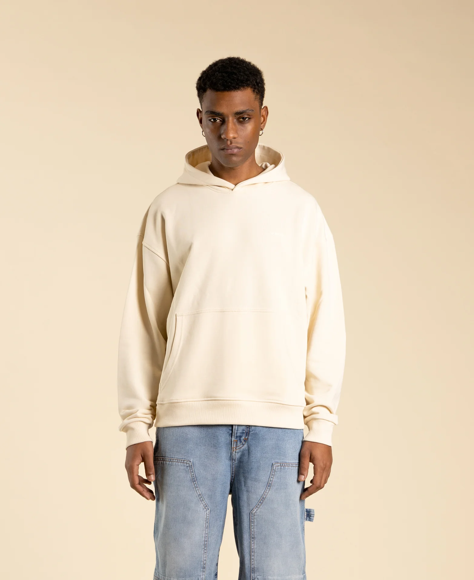 felpa oversize con cappuccio F3333 PANNA I'M BRIAN 