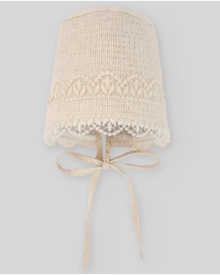 CUFFIA NEONATA CON PIZZO SUL BORDO BEIGE PAZ RODRIGUEZ 011-153097 BEIGE PAZ RODRIGUEZ 