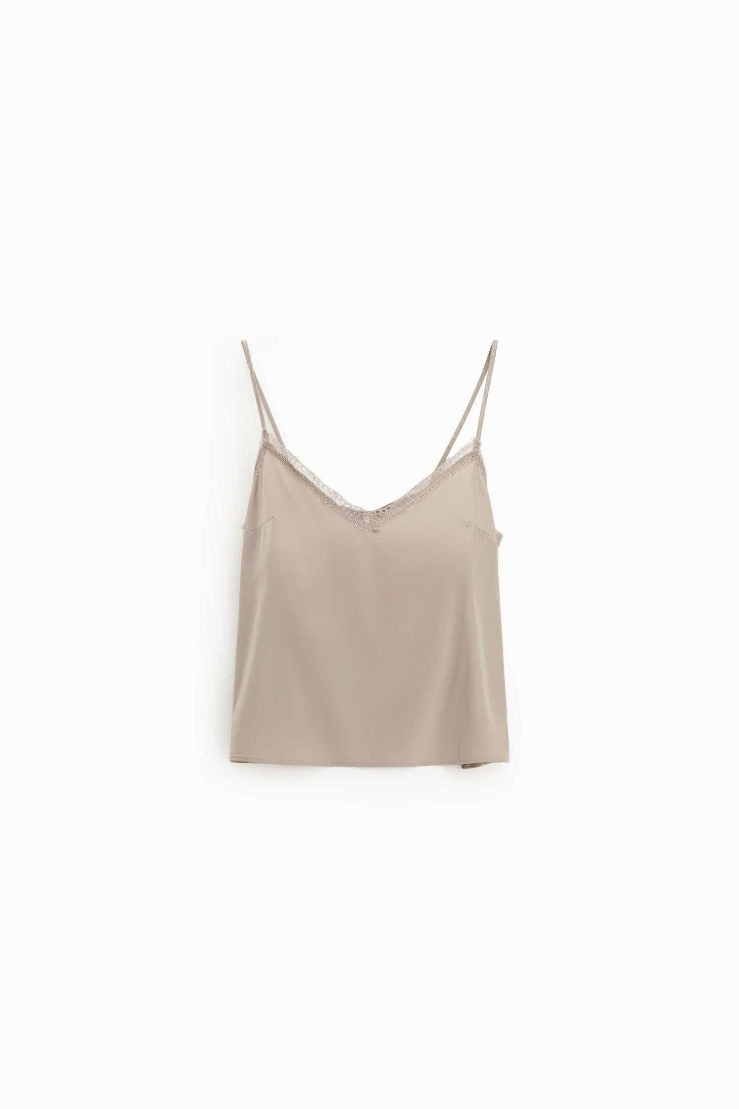 TOP DONNA A BRETELLINE REGOLABILI SATIN PLATINO IMPERIAL RFM4LDG PLATINO IMPERIAL 