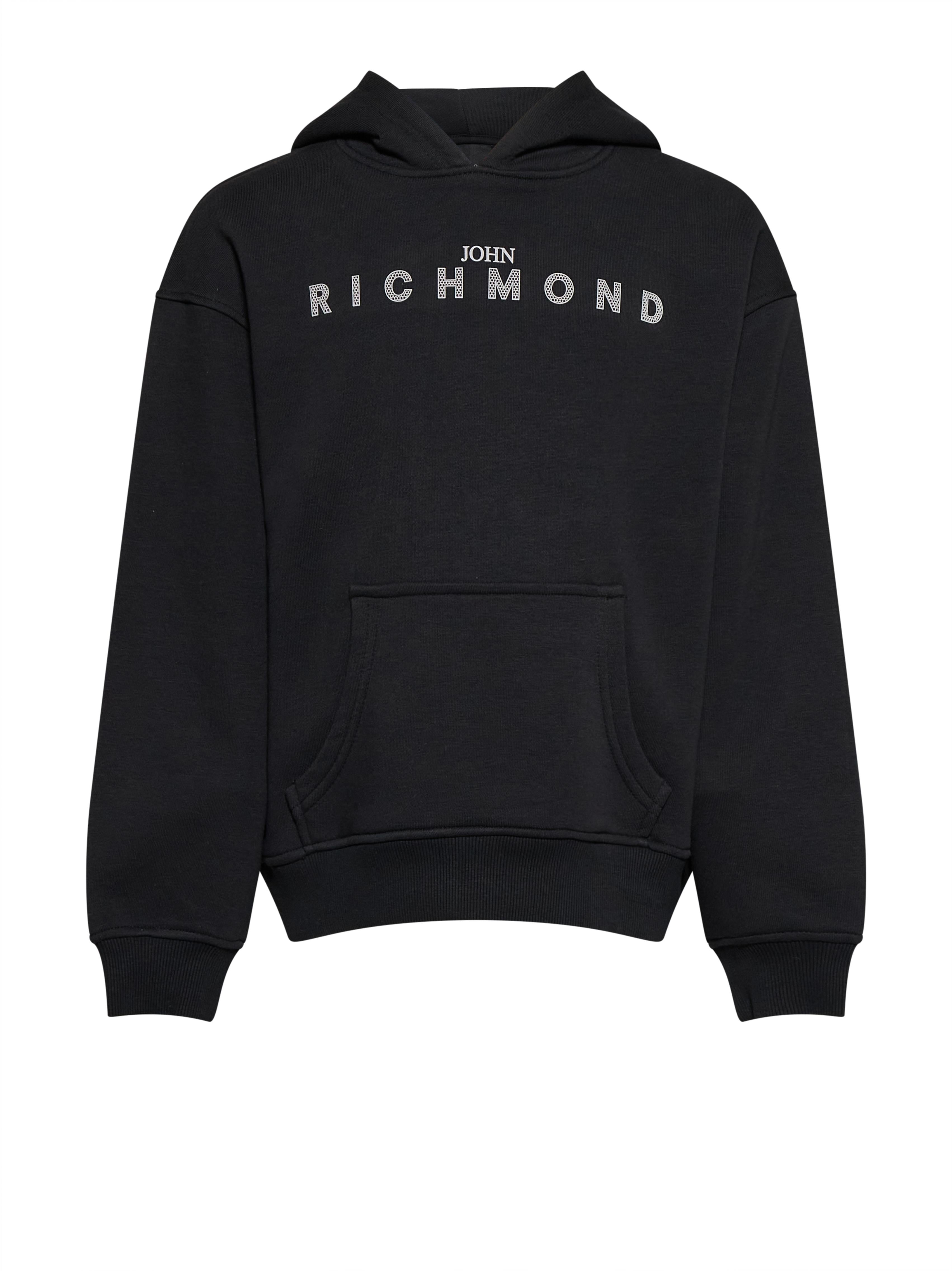 FELPA BAMBINO CON CAPPUCCIO E LOGO NERA JOHN RICHMOND RBP26003FE BLACK JOHN RICHMOND JUNIOR 