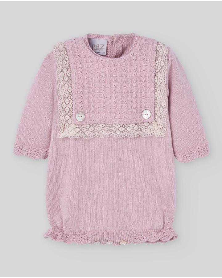 PAGLIACCETTO NEONATA IN LANA CON PIZZO ROSA PAZ RODRIGUEZ 005-123111 ROSA PAZ RODRIGUEZ 