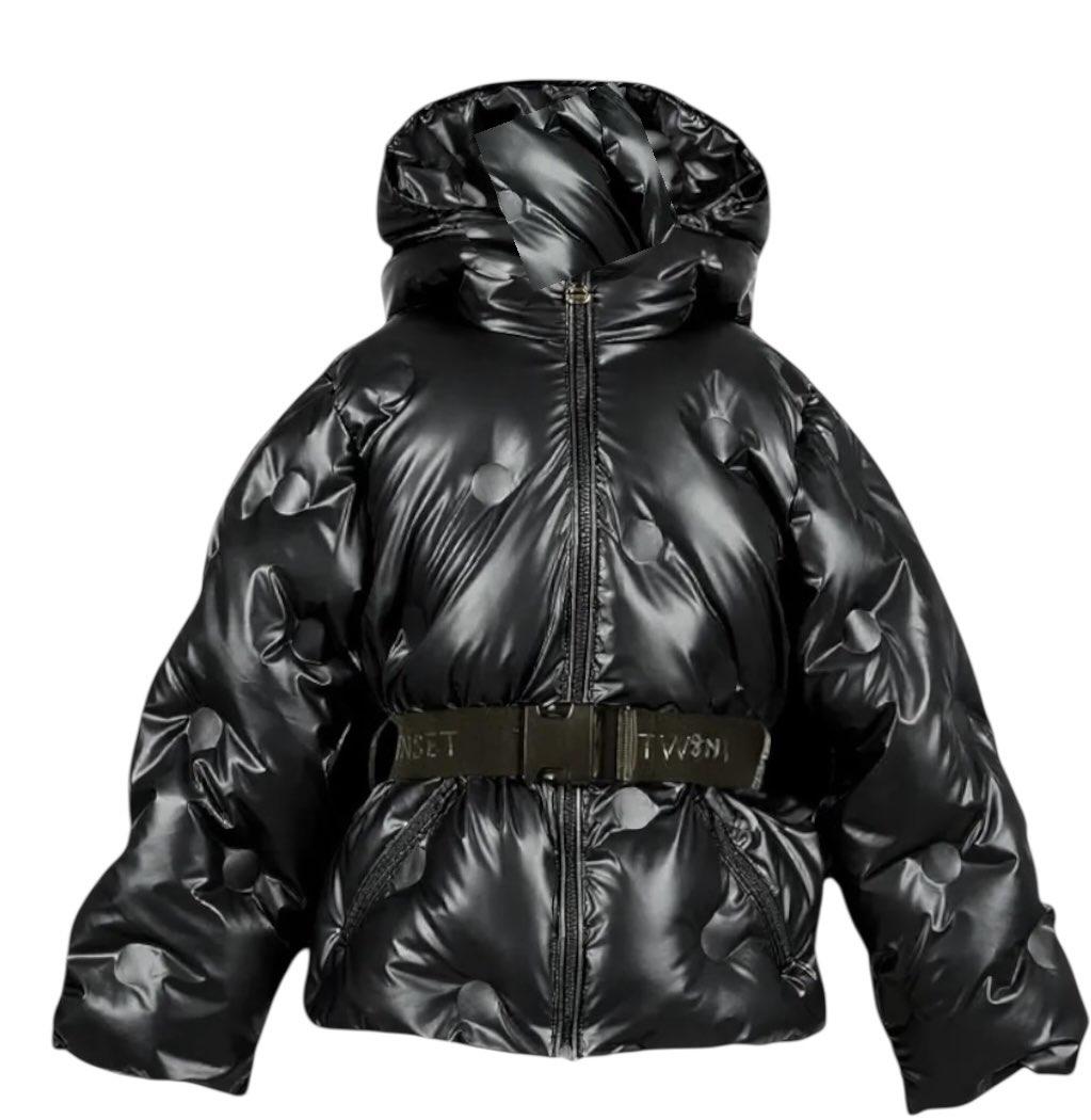PIUMINO BAMBINA CON CAPPUCCIO E CINTURA NERO TWINSET 252GJ2200 NERO TWINSET KIDS 