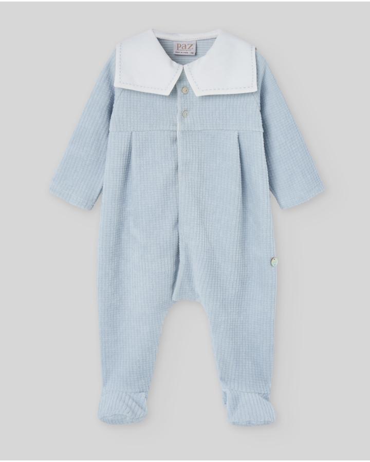 TUTINA NEONATO CON COLLETTO IN CINIGLIA AZZURRO PAZ RODRIGUEZ 005-193155 AZZURRO PAZ RODRIGUEZ 