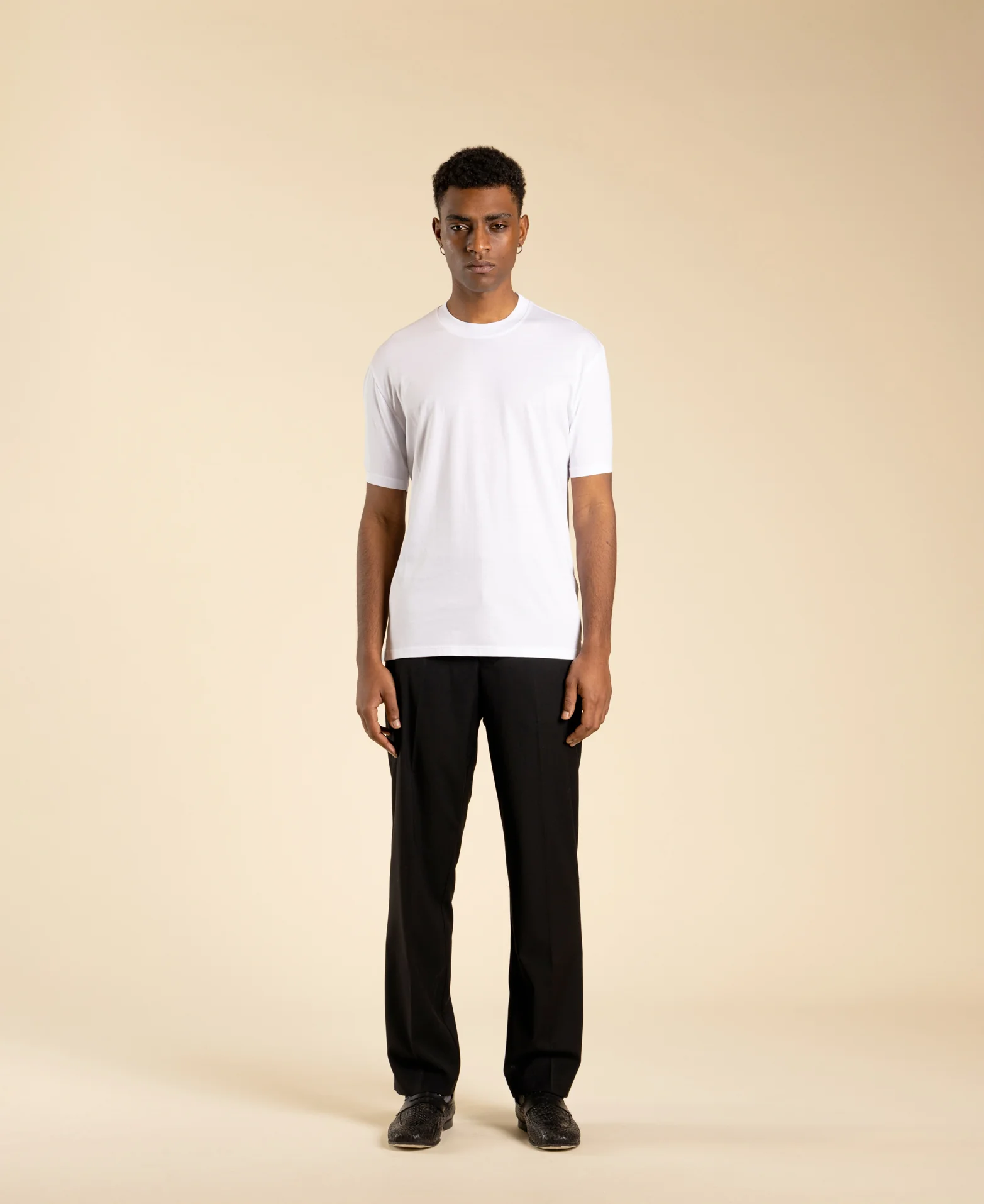 T-shirt regular fit in cotone filo di scozia<BR/> TS3327 BIANCO I'M BRIAN 