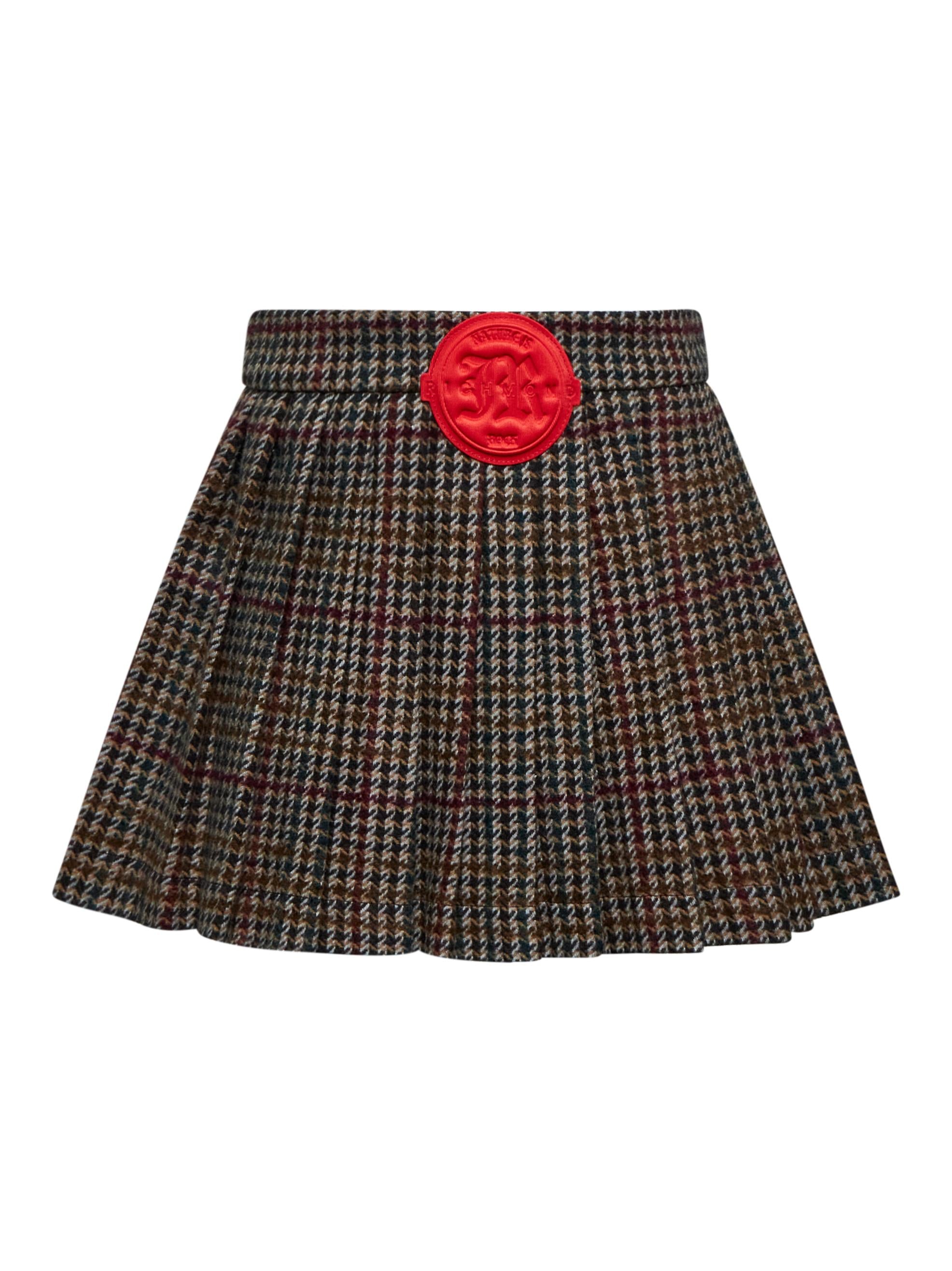 GONNA BAMBINA JORDAN PLESSE IN LANA PIED DE POULE EGGPLANT RICHMOND <BR/> RGA25120GO P.D.POULE EGGPLANT JOHN RICHMOND JUNIOR 