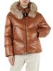 piumino donna in piuma d'oca con cappuccio e pelliccia caramel cafe freedomday O00037 CARAMEL CAFE FREEDOMDAY 