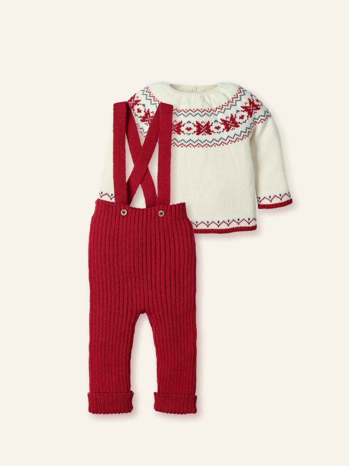 coordinato neonato maglia con salopette rosso mac ilusion 9866 NATURAL MAC ILUSION KIDS 