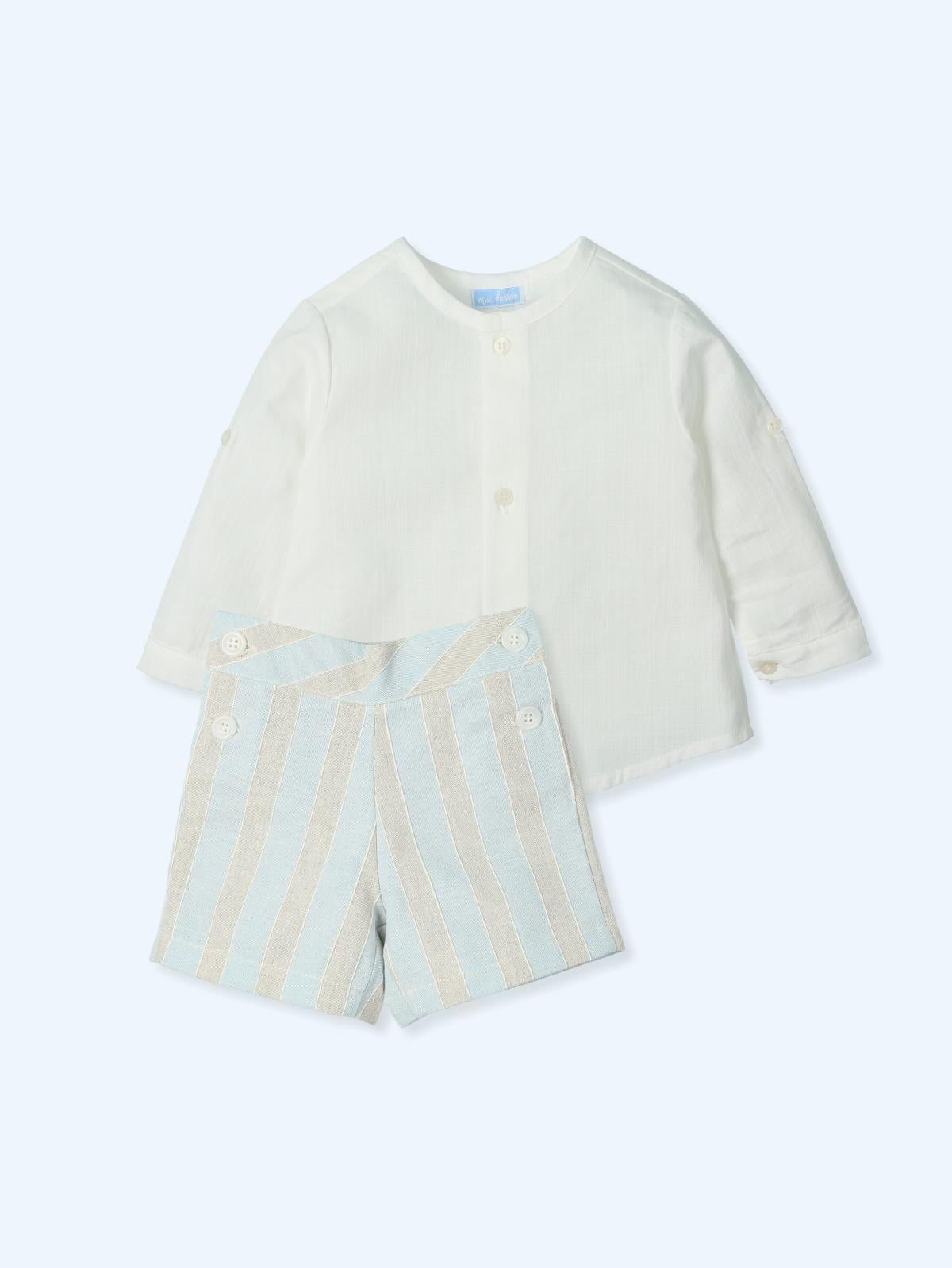 Completo composto da 	maglietta in voile di cotone a maniche lunghe e pantaloncini a righe<BR/> 9764 BRISA MAC ILUSION KIDS 