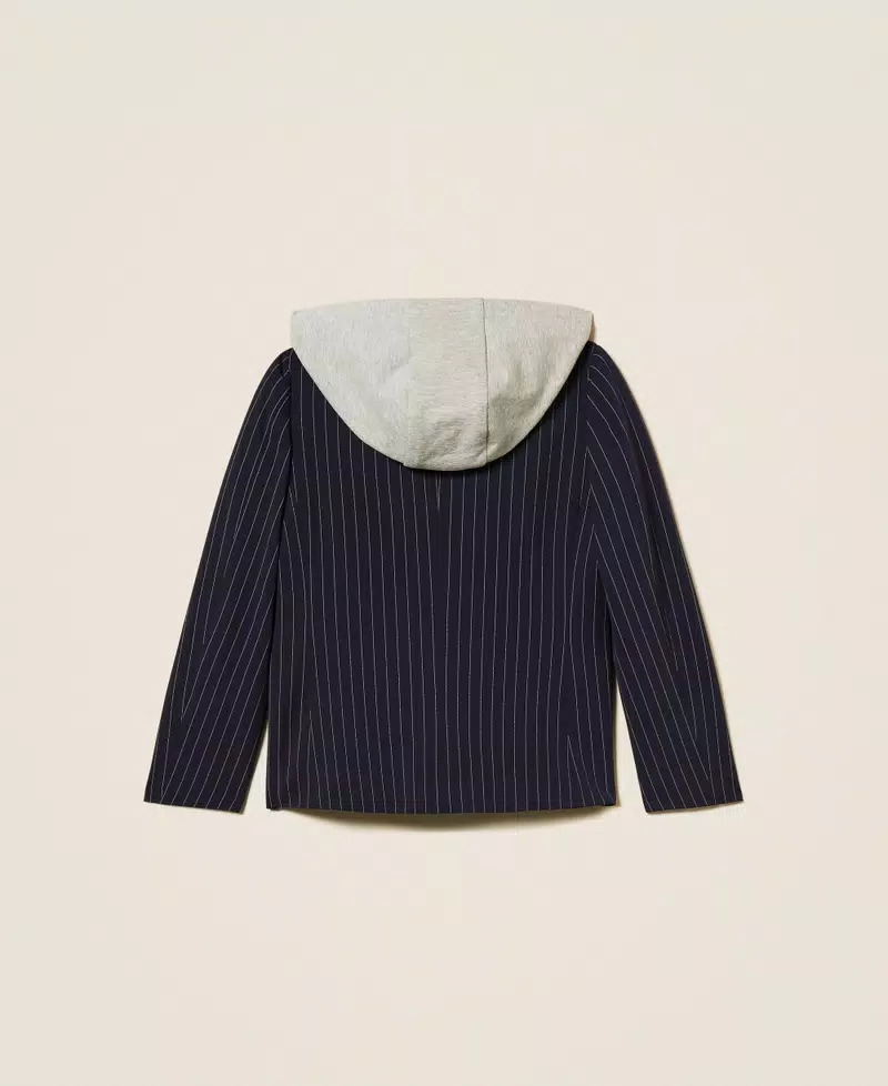 Giacca BAMBINA  blazer gessata con cappuccio BLU TWINSET 25GJ2040 BLU TWINSET KIDS 