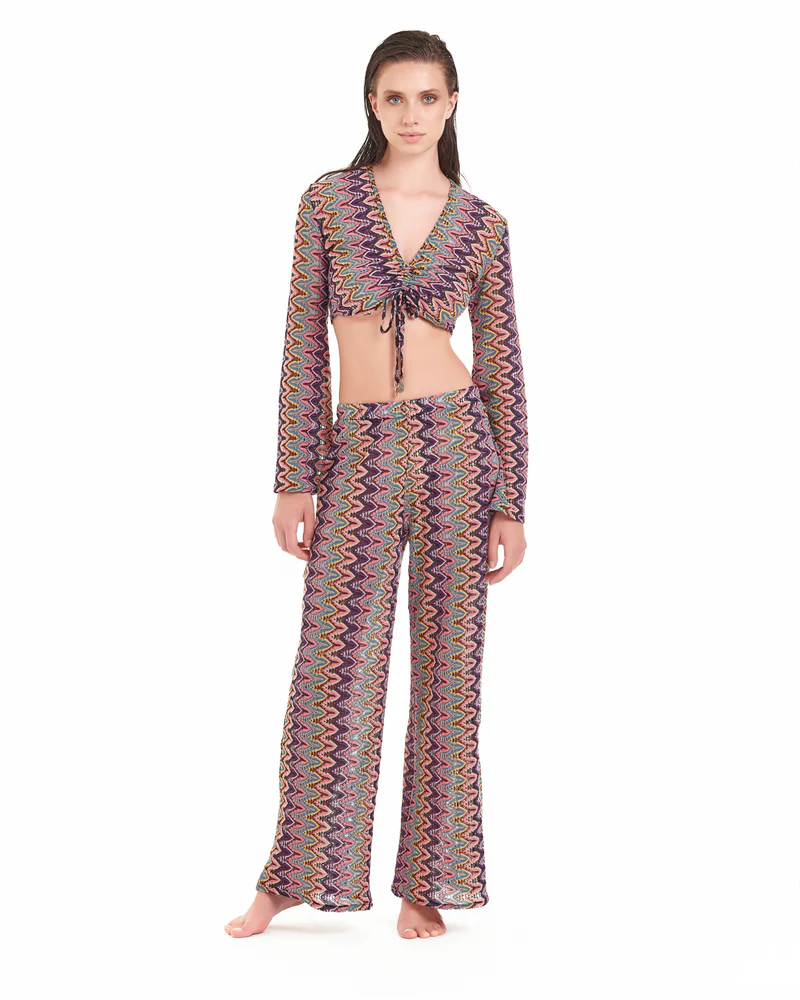 Crop Top Cotazur in maglia crochet a zig zag CNCA0054 ZIG ZAG COTAZUR 