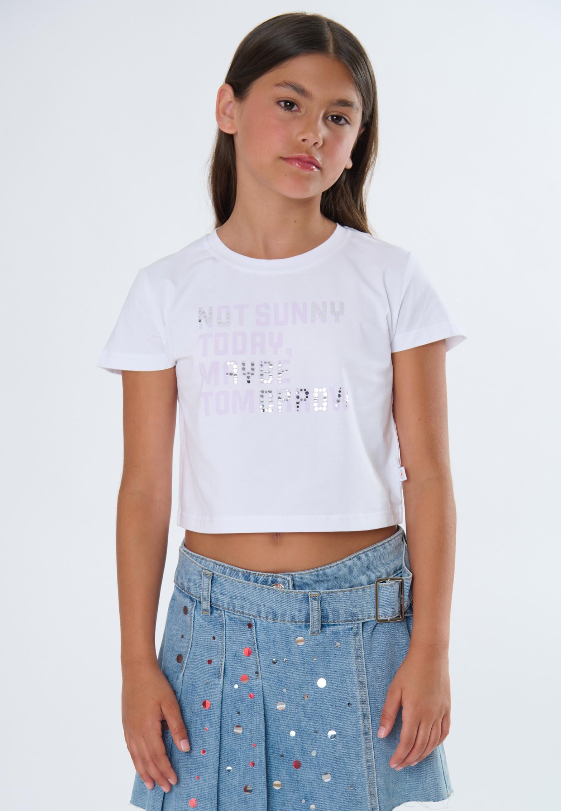 T-SHIRT BAMBINA  CON STAMPA E GRAFICA BIANCO TO BE TOO T1382T BIANCO TO BE TOO 