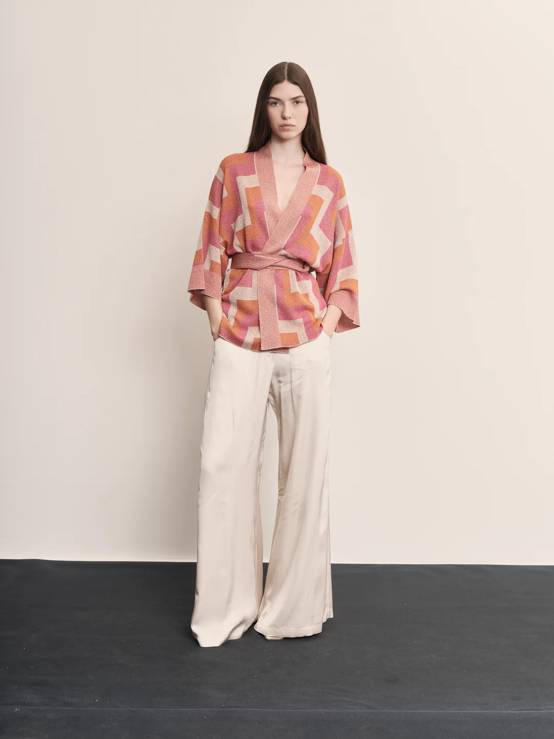 Kimono AKEP jacquard con dettagli lurex<BR/> MGKD09064 UNICO AKEP 