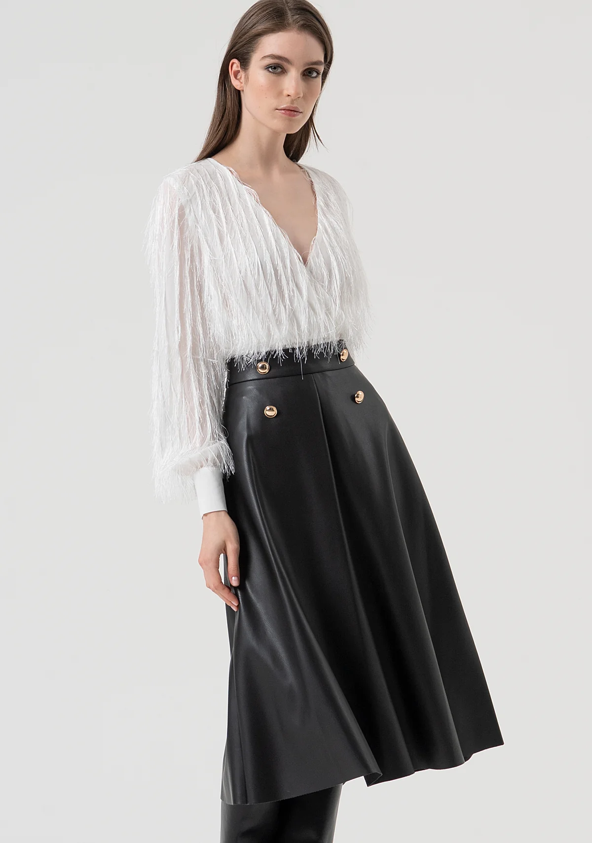 GONNA DONNA ECOPELLA A RUOTA NERA FRACOMINA FR25WG3002P41101 BLACK FRACOMINA 