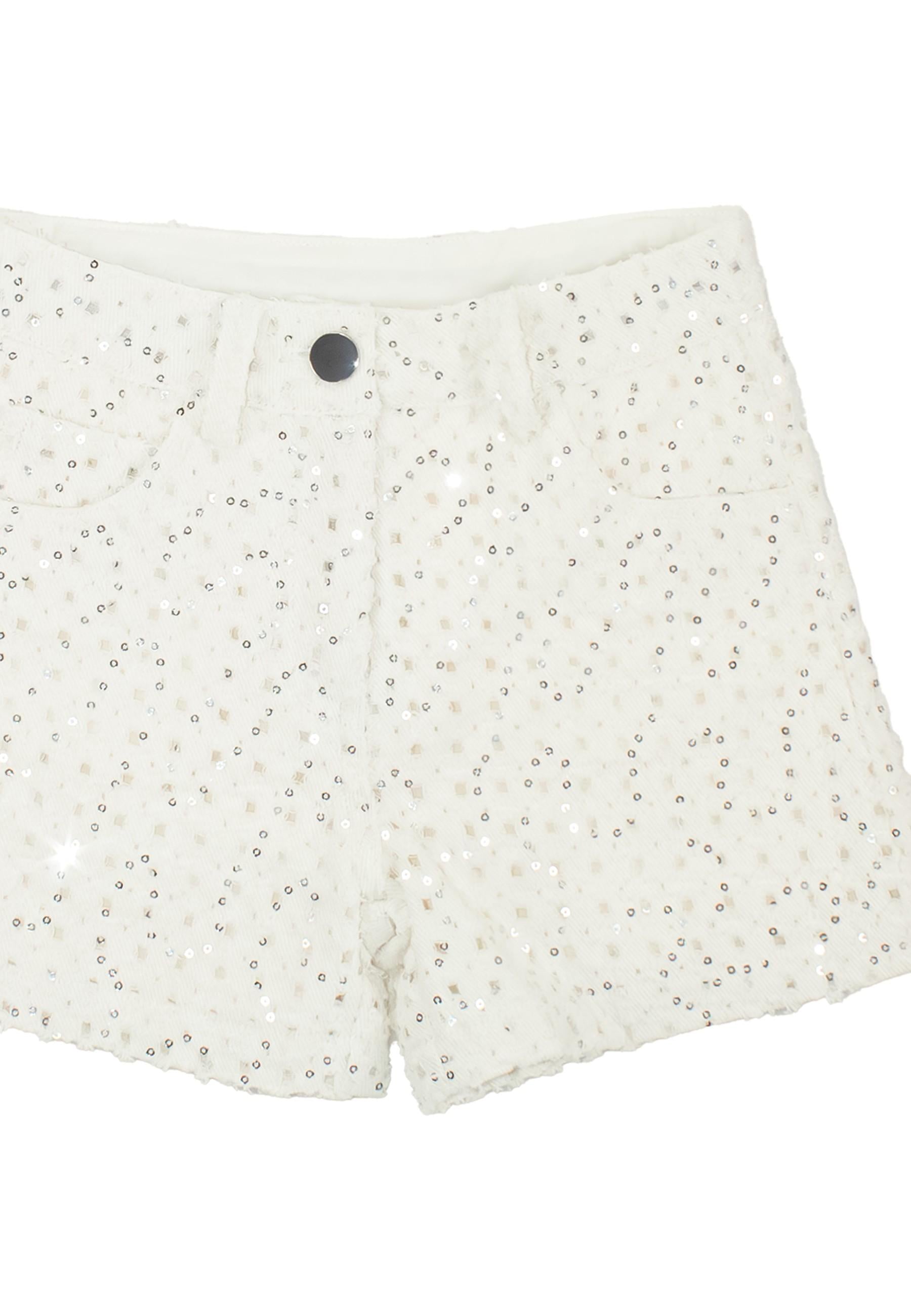 shorts bambina decorati con pailettes bianchi to be too TB1616P LATTE TO BE TOO 