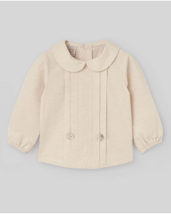 COORDINATO NEONATO CAMICIA E PANTALONCINO BEIGE PAZ RODRIGUEZ 106-153102 BEIGE PAZ RODRIGUEZ 