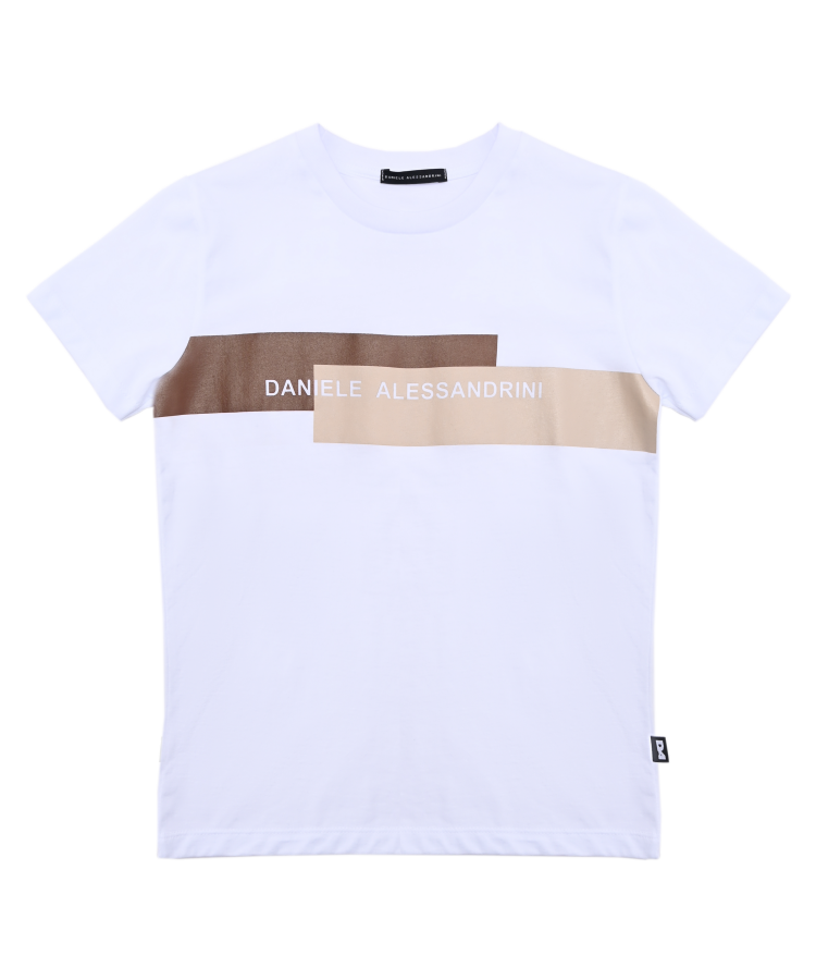 t-shirt BAMBINO CON STAMPA BIANCO DANIELE ALESSANDRINI M00540 WHITE DANIELE ALESSANDRINI 