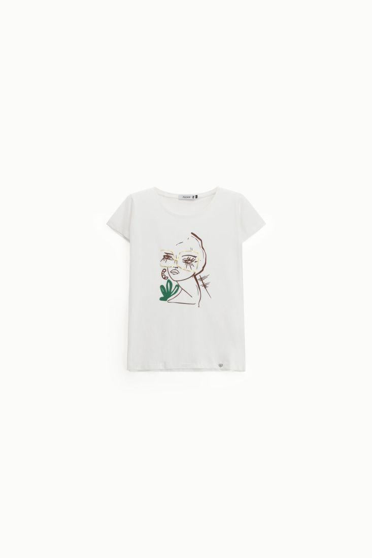 t-shirt DONNA REGULAR FIT GIROCOLLO CON stampa BIANCO PLEASE T7663P3C3 BIANCO PLEASE 