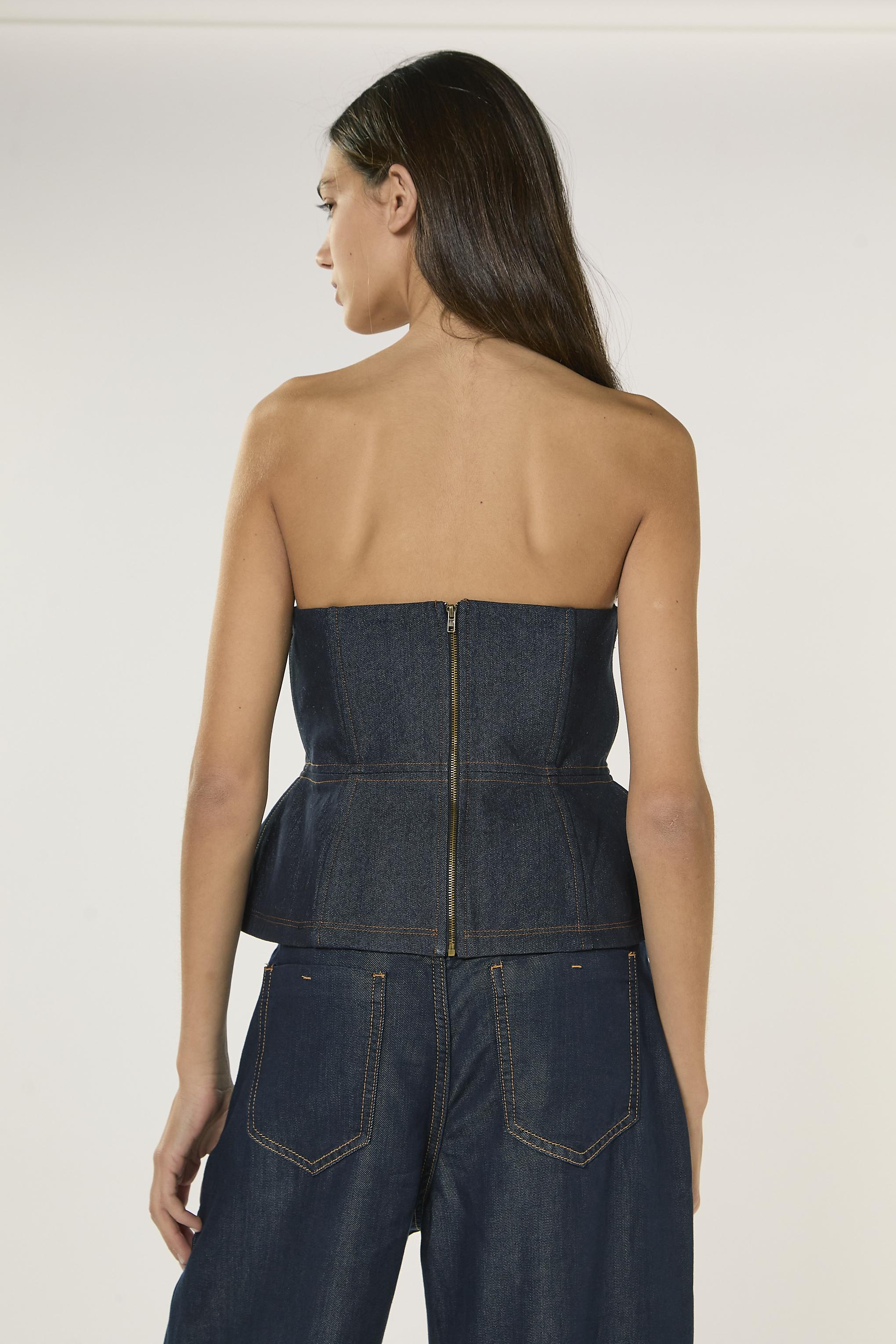 TOP DONNA A CUORE CON ZIP IN DENIM GLAMOROUS AN5536 NERO GLAMOROUS 