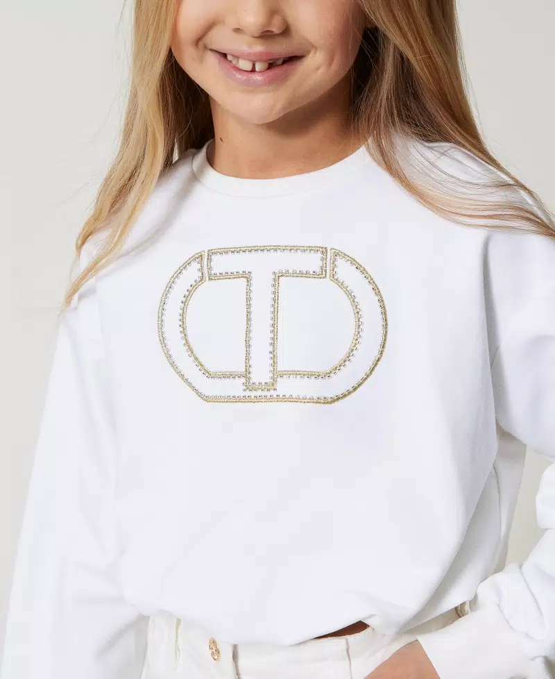 Felpa con ricamo Oval T 251GJ2584 BIANCO TWINSET KIDS 