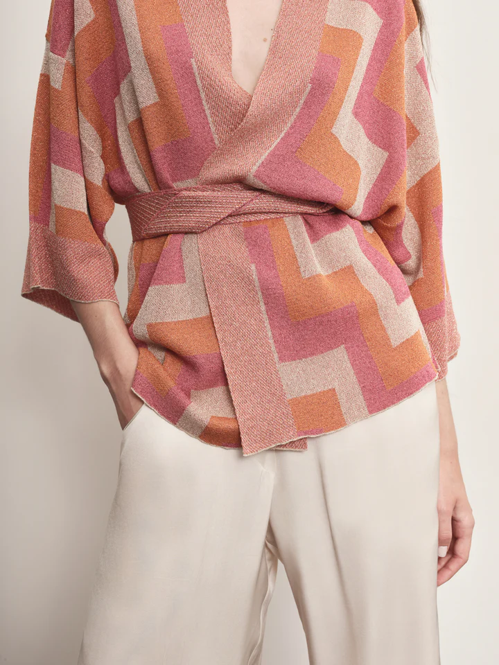 Kimono AKEP jacquard con dettagli lurex<BR/> MGKD09064 UNICO AKEP 