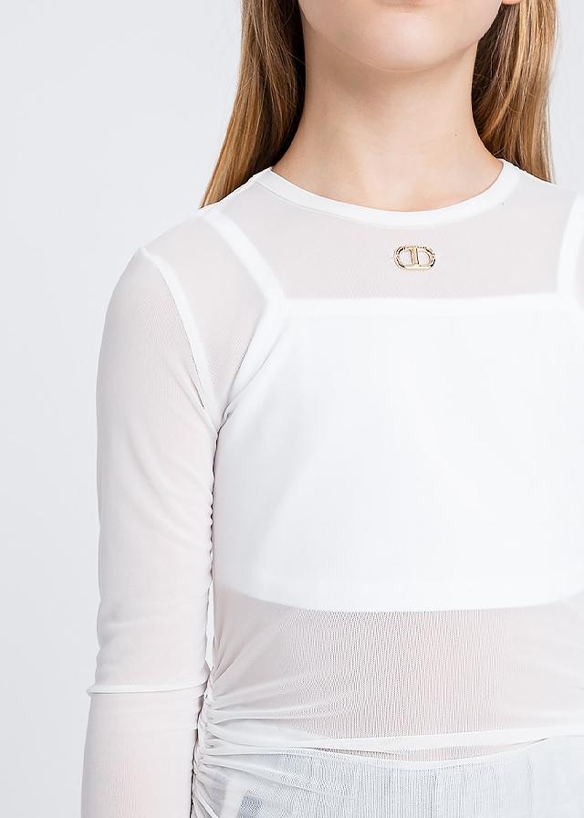 t-shirt BAMBINA  maniche lunghe velate CON TOP BIANCA TWINSET 252GJ2311 BIANCO TWINSET KIDS 