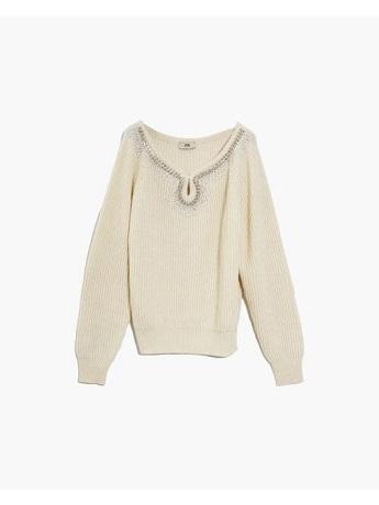 MAGLIA SCOLLO V MK030 PANNA JIJIL 